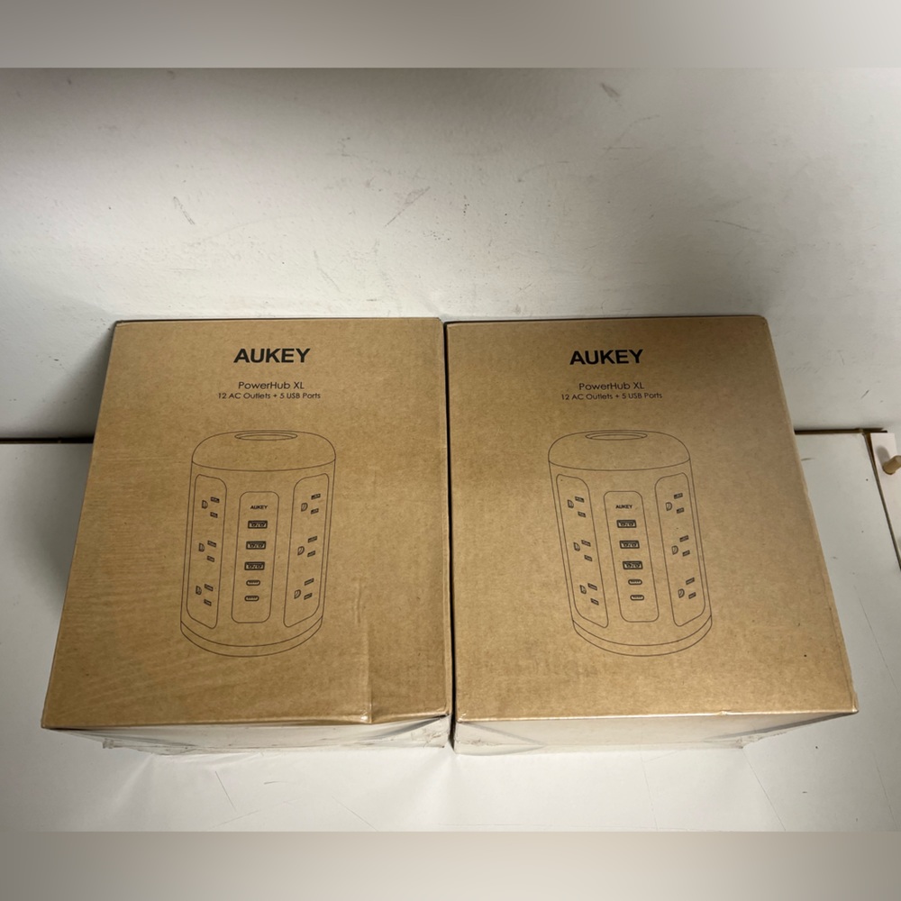 2 Pcs AUKEY Power Strip Tower Socket Surge Protector AC Outlet Plug, USB USB-C